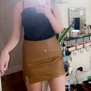 Brown leather skirt